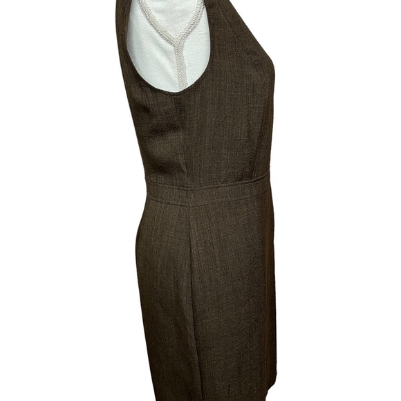 Ellen Tracy Brown Sleeveless Sheath with Mid-Century Gold Metal Accent Size 6 - Picture 3 of 12